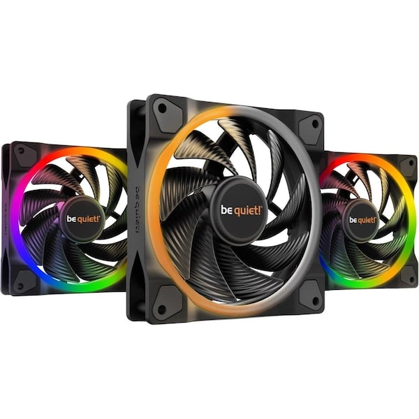Be Quiet! 120 mm Light Wings PWM High-Speed Premium ARGB Cooling Fan with 4-Pin for Radiators, 3PK - BL077
