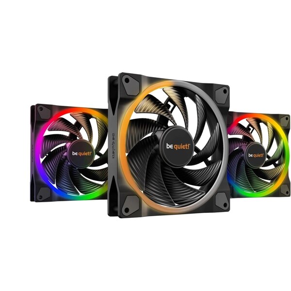 Be Quiet! 140 mm Light Win PWM High-Speed Premium ARGB Cooling Fan with 4-Pin for Radiators, 3PK - BL079