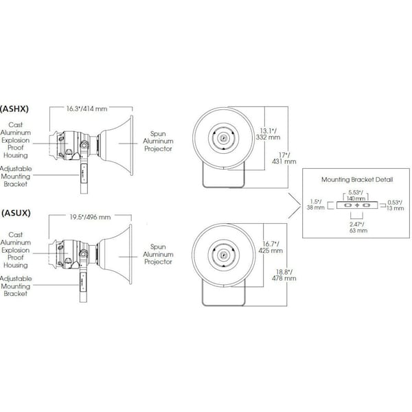 Federal Signal PA Weatherproof Speaker, Al, 5 Channels - ASHX-024