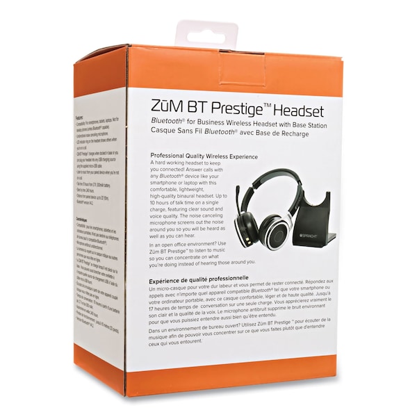 Spracht ZuM BT Prestige Headset, Binaural, Over-the-Head, Black - ZUMBTP400