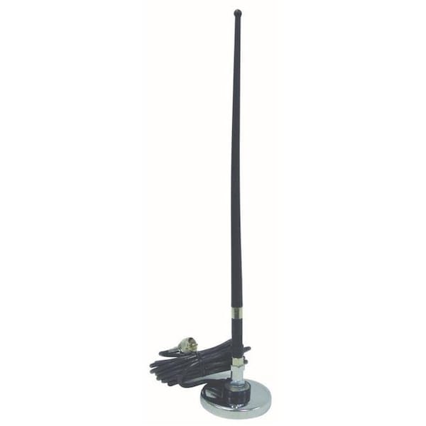 Plugit 15 in. Flexible Rubber CB Antenna Kit with 3 in. Chrome Magnet; 12 ft. Coax Cable & PL259 - PL21656