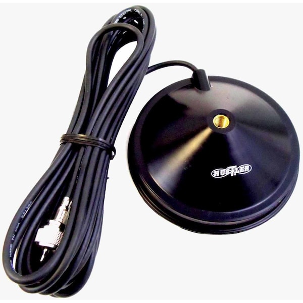 Hustler 5 in. Magnet Mount with 16 ft. RG58 Coax & PL259 Connector, Black - HU53848