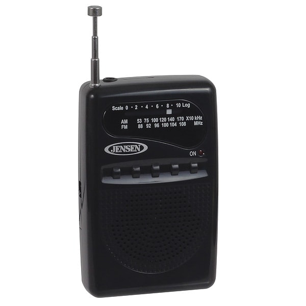Jensen Radio, Black, 6" W, 6" D, 5-1/4" H - MR-80