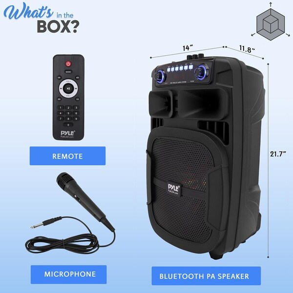 Pyle 12’’ Bluetooth Portable PA Speaker - Portable PA & Karaoke Party Audio Speaker with wired microphone - PPHP128B