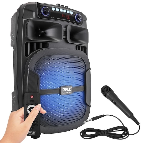 Pyle 12’’ Bluetooth Portable PA Speaker - Portable PA & Karaoke Party Audio Speaker with wired microphone - PPHP128B