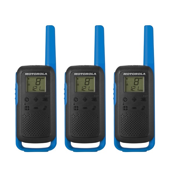Motorola Solutions Two-Way Radio Black W/Blue Three-Pack - T270TP