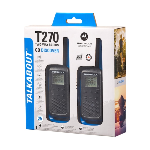 Motorola Solutions Two-Way Radio Black W/Blue Two-Pack - T270