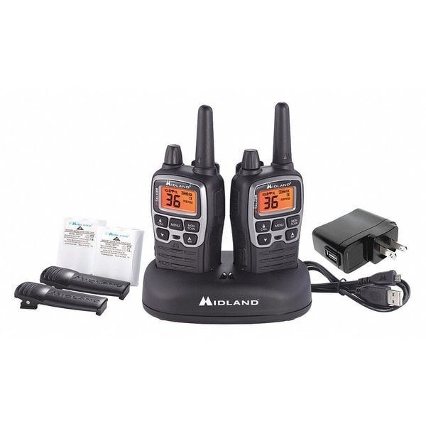 Midland Radio Portable 2-Way Radio, 1.5W, 38 mi., 12 hr. - T71VP3