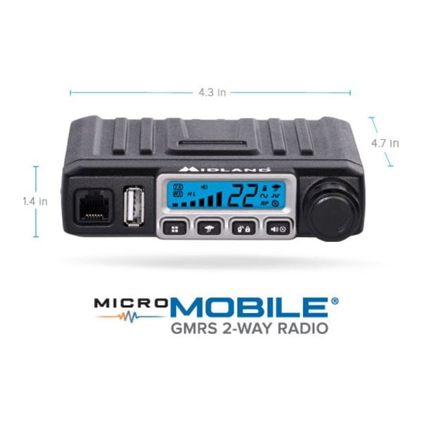 Midland Radio Mobile Two Way Radio, 15 Output Watts, Blk - MXT115