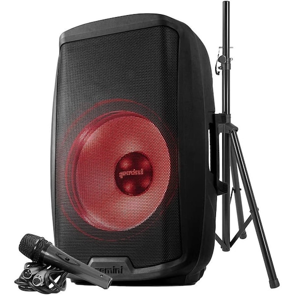 Gemini R 2000Watt 15Inch MultiLED Bluetooth speaker with Stand and Microphone - AS-2115BT-LT-PK