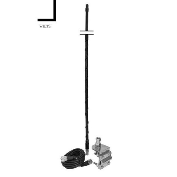 Accessories Unlimited Accessories unlimited AUMM13-W 3 ft. Mirror Mount CB Antenna Kit with 9 ft. Coax - White - AUMM13-W