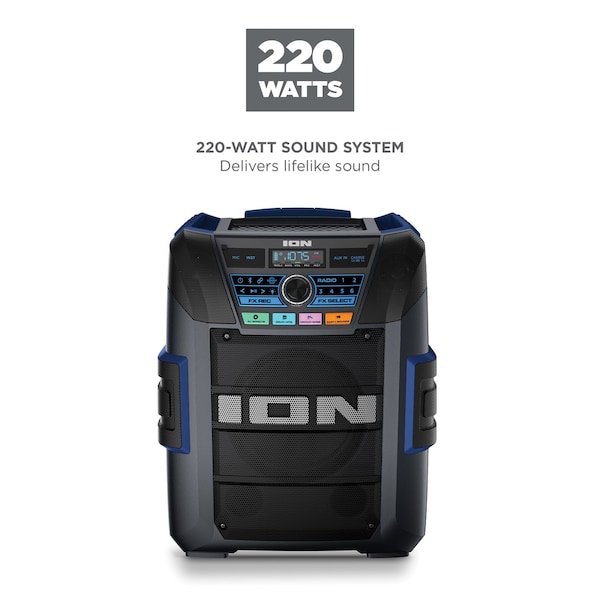 Ion Explorer XL Portable Bluetooth All-Weather Speaker W/ Microphone, Stereo-Link & 5-Speaker Sound - IPA150X