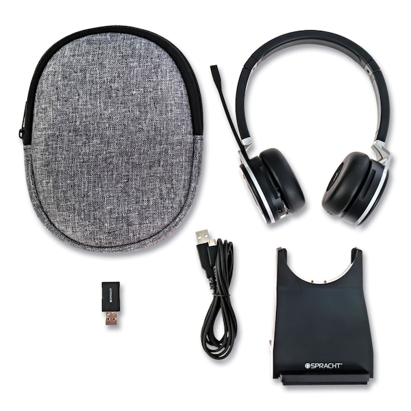Spracht ZuM BT Prestige Headset w/USB Dongle, Binaural, Over-the-Head, Black - ZUMBTP-410