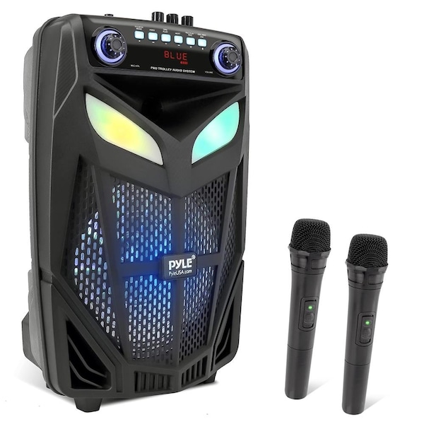 Pyle 10’’ Bluetooth Portable PA Speaker - Portable PA & Karaoke Party Audio Speaker with two wireless mic - PPHP101WMB