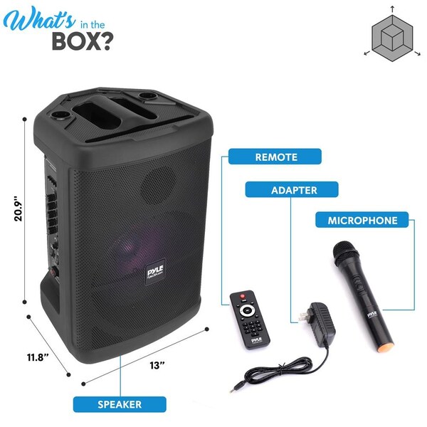 Pyle 12’’ Wireless Portable PA Speaker - Portable PA & Karaoke Party Audio Speaker with Built-in Recharge - PPHP1274B