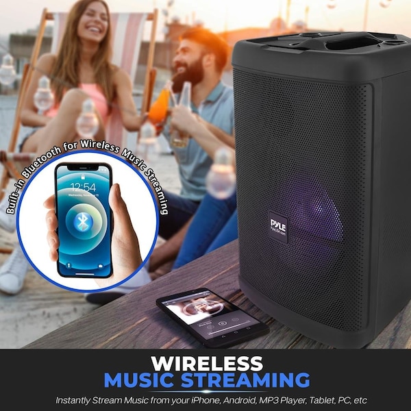 Pyle 12’’ Wireless Portable PA Speaker - Portable PA & Karaoke Party Audio Speaker with Built-in Recharge - PPHP1274B