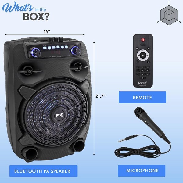 Pyle 12’’ Bluetooth Portable PA Speaker - Portable PA & Karaoke Party Audio Speaker with wired microphone - PPHP127B
