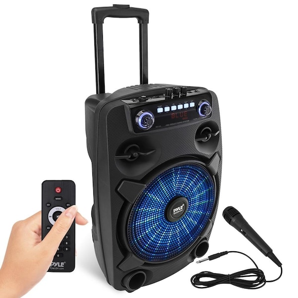 Pyle 12’’ Bluetooth Portable PA Speaker - Portable PA & Karaoke Party Audio Speaker with wired microphone - PPHP127B