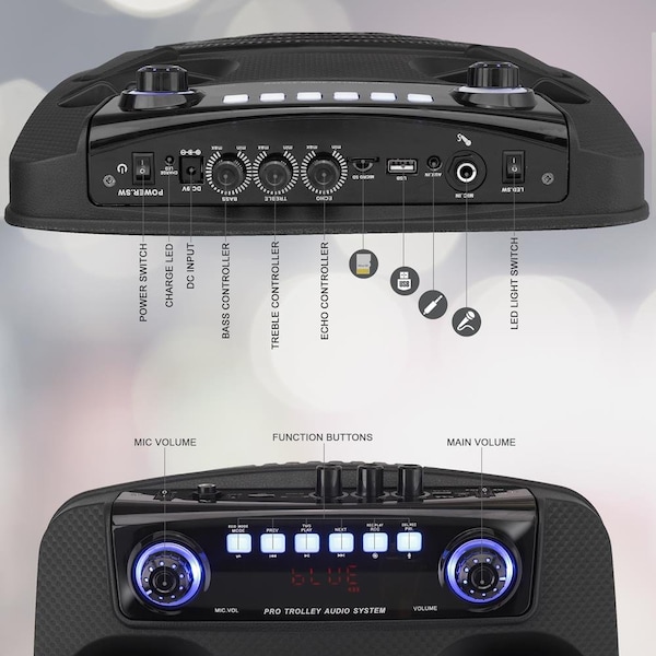 Pyle 12’’ Bluetooth Portable PA Speaker - Portable PA & Karaoke Party Audio Speaker with wired microphone - PPHP127B