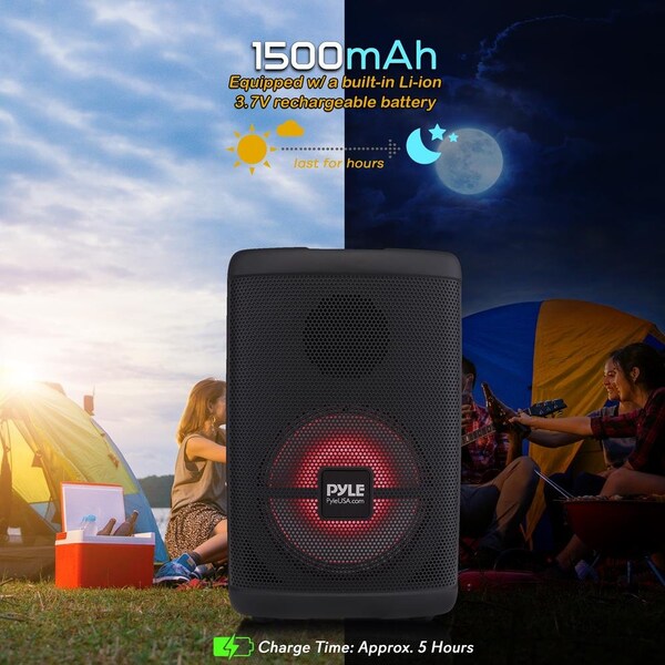 Pyle 8’’ Wireless Portable PA Speaker - Portable PA & Karaoke Party Audio Speaker with Built-in Rechargea - PPHP874B
