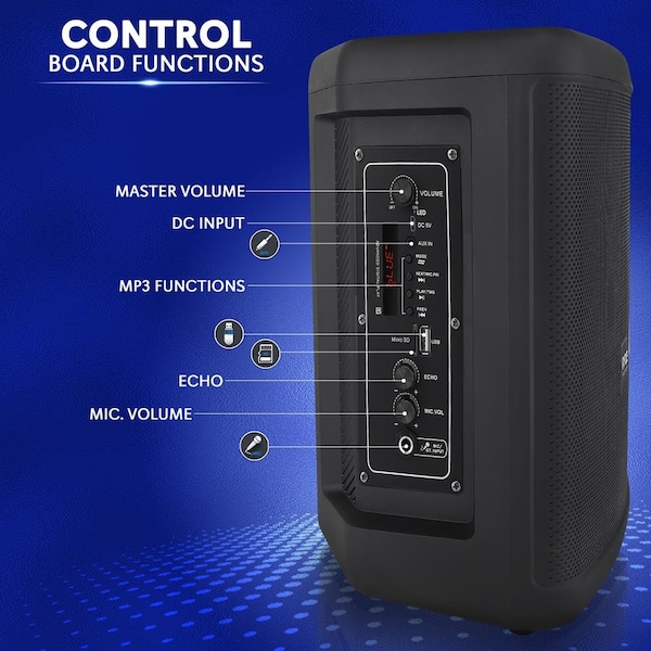 Pyle 8’’ Wireless Portable PA Speaker - Portable PA & Karaoke Party Audio Speaker with Built-in Rechargea - PPHP874B