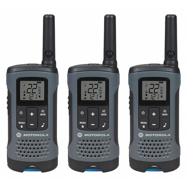Motorola Two Way Radio, Gray, NiMh or Alkaline, PK3 - T200TP