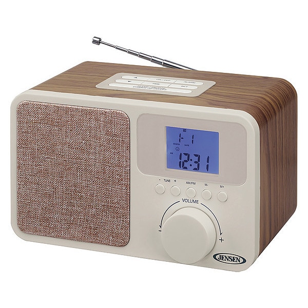 Jensen Digital AM/FM Dual Alarm Clock Radio with Wood Cabinet - JCR-315