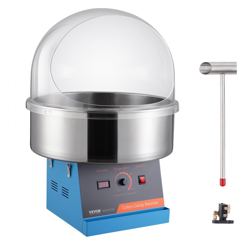 VEVOR Electric Cotton Candy Machine, 1000W Candy Floss Maker, Commercial Cotton Candy Machine with Cover, Stainless Steel Bowl, and Sugar Scoop, Perfect for Home Kids Birthday, Family Party (Blue) - TSMHTJLSHGXMH831AV1
