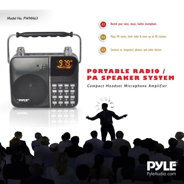 Pyle Portable Karaoke Radio & Pa Speaker Sys, PWMA63 - PWMA63