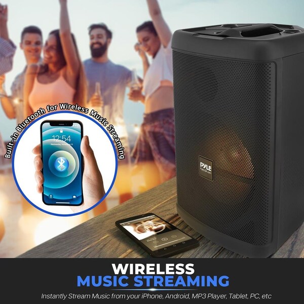 Pyle 15’’ Wireless Portable PA Speaker - Portable PA & Karaoke Party Audio Speaker with Built-in Recharge - PPHP1547B