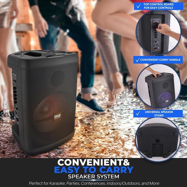 Pyle 15’’ Wireless Portable PA Speaker - Portable PA & Karaoke Party Audio Speaker with Built-in Recharge - PPHP1547B