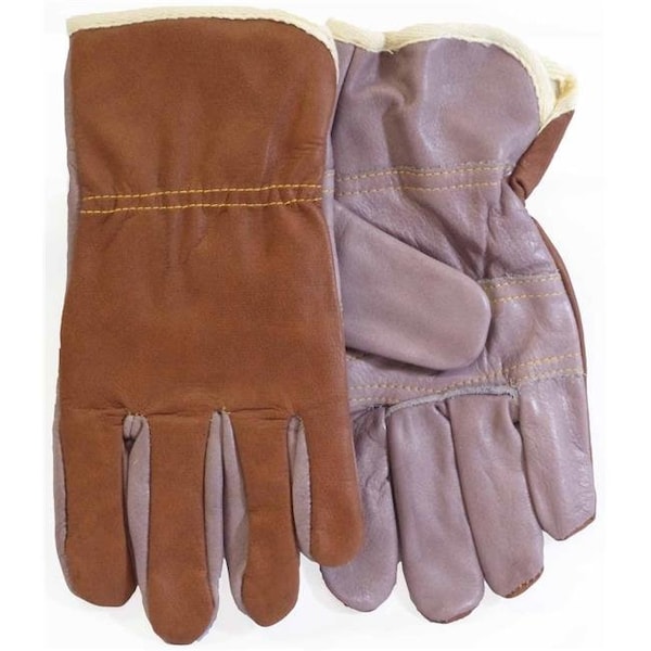 Hi-Tec Leather Mens Work Gloves with Palm; Cloth Lined Brown & Purple - Large - HI1320331