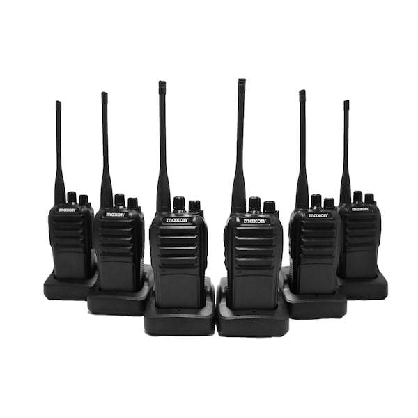 Maxon Portable Two Way Radio, 16 CH, Blk, 470 MHz, 6PK - TS-3416X6