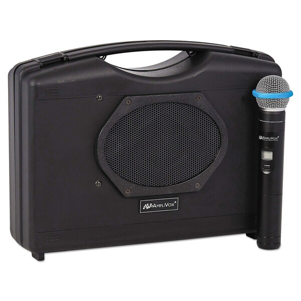 Amplivox Sound Systems Bluetooth Audio Portable Buddy with Wireless Handheld Mic, 50W, Black - SW223A