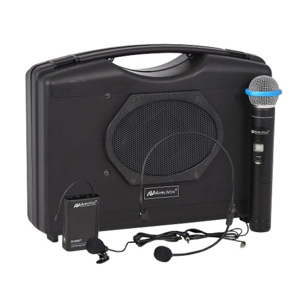 Amplivox Sound Systems Bluetooth Audio Portable Buddy with Wireless Handheld Mic, 50W, Black - SW223A