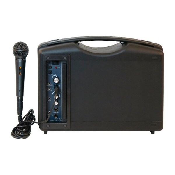 Amplivox Sound Systems Bluetooth Audio Portable Buddy with Wireless Handheld Mic, 50W, Black - SW223A