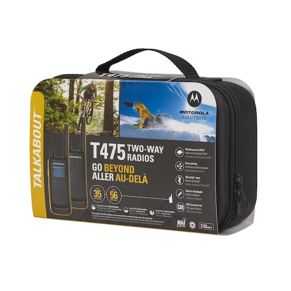 Motorola Solutions Extreme Two-Way Radio Black W/Yellow Rechargeable Two Pack - T475