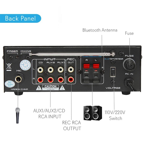 Pyle Mini Amplifier With Bluetooth, PTA22BT - PTA22BT