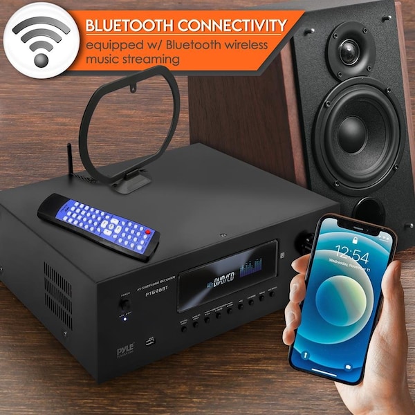 Pyle Wireless BT Streaming Home Theater Receiver - 5.2-Ch Surround Sound Stereo Amplifier System with 4K - PT696BT.7