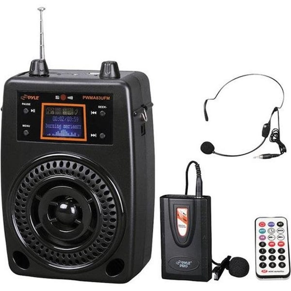 Sonic Boom Portable PA Speaker System; Microphone & Music Player; FM Radio & Includes Lavalier & Headset Mics - SO4022