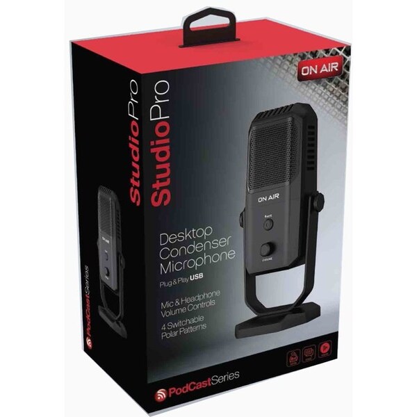 Tzumi Desktop Condensor Microphone USB Plug and Play Perfect for: Podcasting, Studio Recording, Video Con - 7523