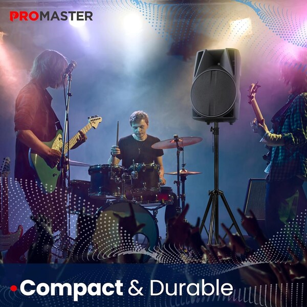 Promaster Adjustable Tripod PA Speaker Stands Pair with Carry Bag, Tall, for DJs and Musicians - PRMSSTAN22
