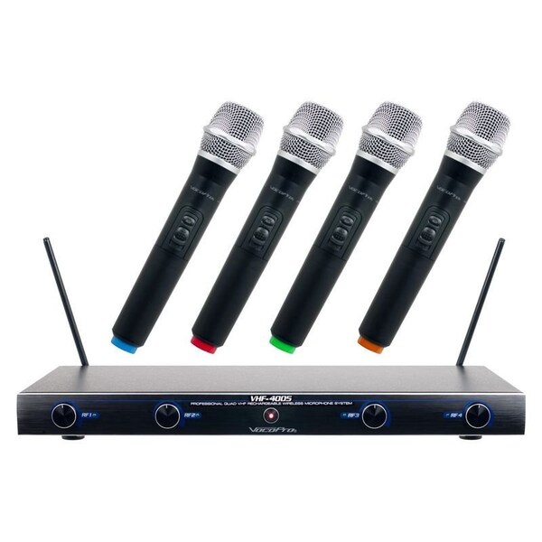 Vocopro Four Channel Rechargeable VHF Wireless Microphone System w/Rechargers and Rechargable Batteries Fre - VHF-4005-1