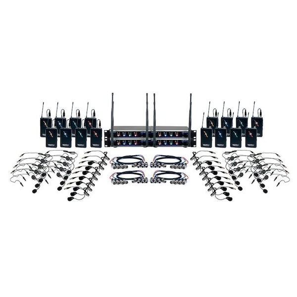 Vocopro 16 Channel UHF Wireless Headset & Lapel Mic System with Mic-On-Chip Technology - DIGITAL-PLAY-16