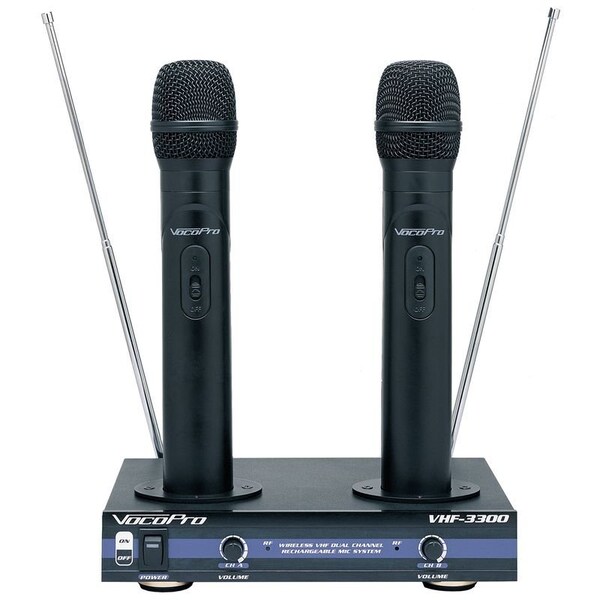 Vocopro 2 Channel VHF Rechargeable Wireless Microphone System - VHF-3300