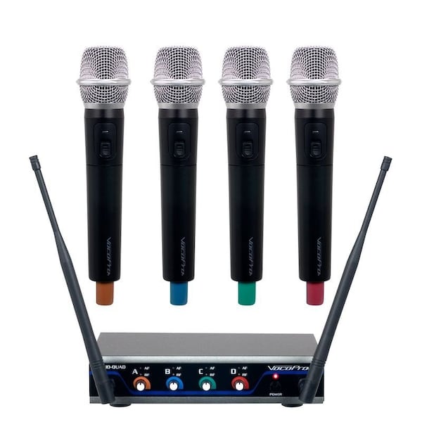 Vocopro Four Channel Wireless Handheld Microphone System Mic-on-Chip Technology H4 Frequency - DIGITAL-QUAD-H4