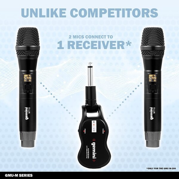 Gemini UHF Dual Wireless Microphone System Set of 2 - GMU-M200