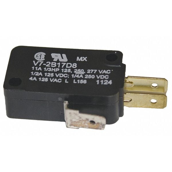 Interruptor de acción rápida en miniatura Honeywell, con pasador, actuador de émbolo, SPDT, clasificación de contacto de 3A @ 240V AC - V7-2B17D8