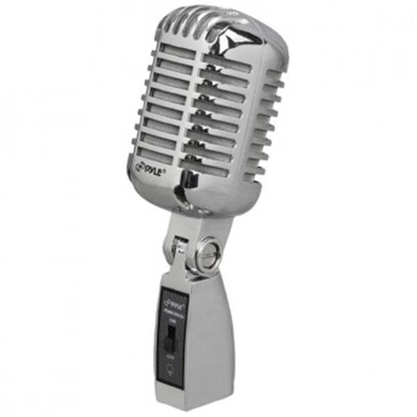 Pyle Pyle PYLPDMICR42SL Classic Retro Vintage-Style Dynamic Vocal Microphone - Silver - PYLPDMICR42SL