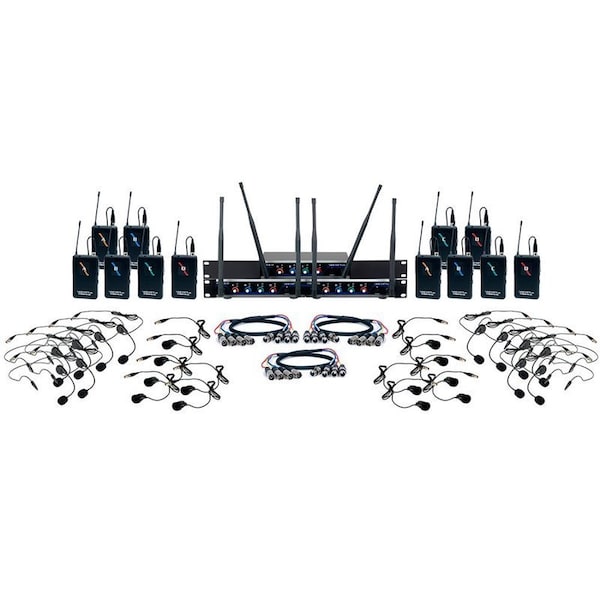 Vocopro 12 Channel UHF Wireless Headset & Lapel Mic System with Mic-On-Chip Technology - DIGITAL-PLAY-12